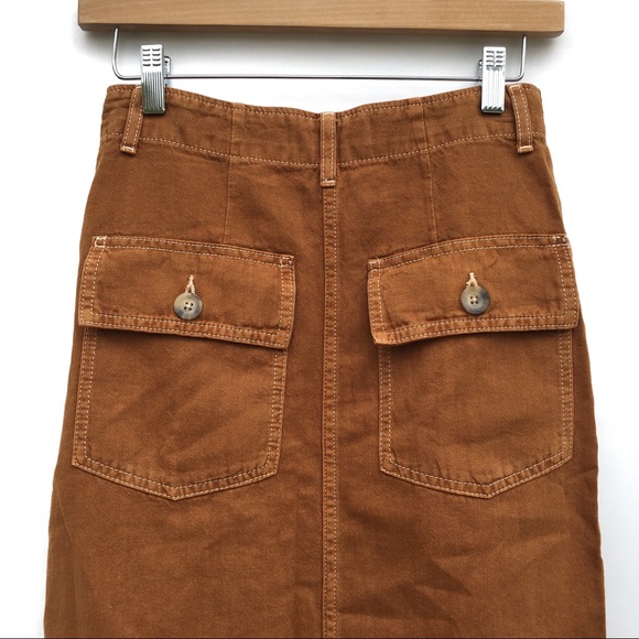 Zara Linen High Waist Patch Pocket Maxi Skirt - Picture 5 of 7